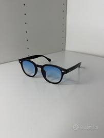 Occhiali Sole Neri Lenti Sfumate Blu Vintage Nuovi