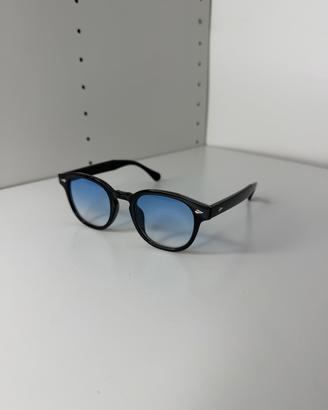 Occhiali Sole Neri Lenti Sfumate Blu Vintage Nuovi