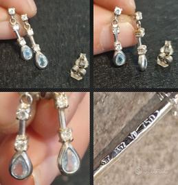 orecchini oro bianco e topazi,si spedizione 