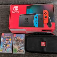 Nintendo Switch con Scatola + 2 Giochi + Custodia 
