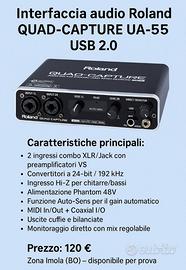 Interfaccia audio Roland QUAD-CAPTURE UA-55 – USB