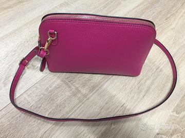 Borsa a tracolla in vera pelle Fuxia