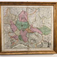 Antica stampa Ducato di Milano e Mantova Homann