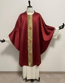 Casula raso rosso con gallone oro R1