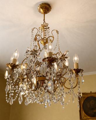 Lampadario Vintage a Gocce di Cristallo