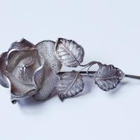 Spilla rosa argento in filigrana 