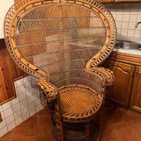 Poltrona in vimini Emmanuelle anni '60 '70 vintage