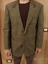 Giacca da uomo in lana tweed marrone taglia 48