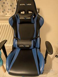 Sedia Gaming GTPlayer Blu e Nera