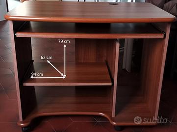 Mobile porta computer in legno con ruote