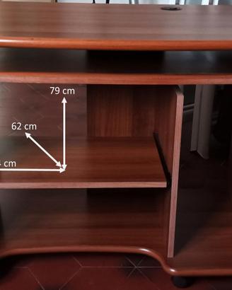 Mobile porta computer in legno con ruote
