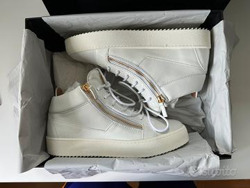 ZANOTTI HI TOP BIANCHE N 44 IN PELLE NUOVE SNEAKER