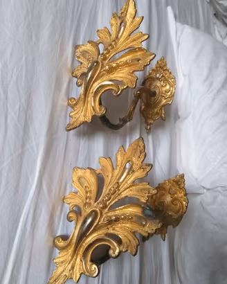 2 Supporti Da Tendaggio, In Bronzo Dorato