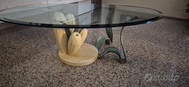 Tavolino in vetro e pietra