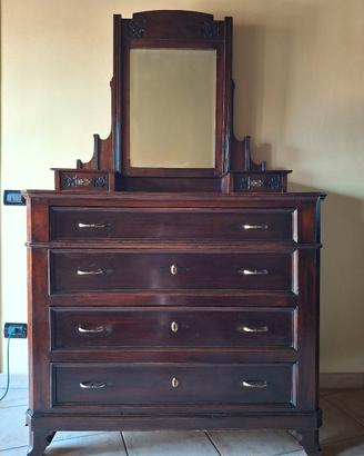 Cassettiera d'epoca con specchiera - da restaurare