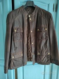 giacca in pelle marrone