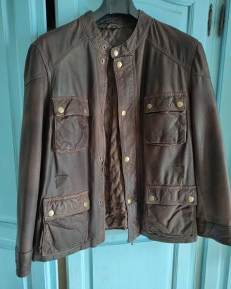 giacca in pelle marrone