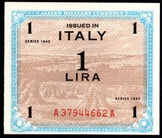 ITALIA 1943 - SPLENDIDA Banconota 1 AM Lire  #YEU