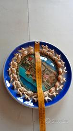 Piatto decorativo in ceramica vetro bombato  c