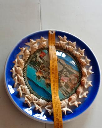 Piatto decorativo in ceramica vetro bombato  c