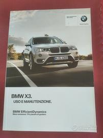 BMW X3 F25 Libretto USO MANUTENZIONE original 2016