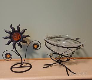 portacandele e ciotola ferro battuto