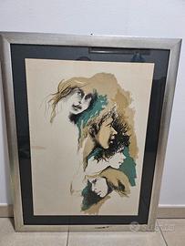 Quadro  litografia  su carta augusto murer 1977