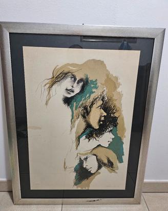 Quadro  litografia  su carta augusto murer 1977