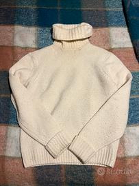 Maglione dolcevita bianco in lana