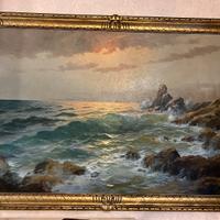 grande Dipinto antico marina di Rinaldi M