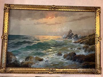 grande Dipinto antico marina di Rinaldi M