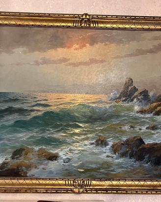 grande Dipinto antico marina di Rinaldi M