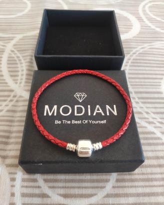 Elegante bracciale in pelle rossa