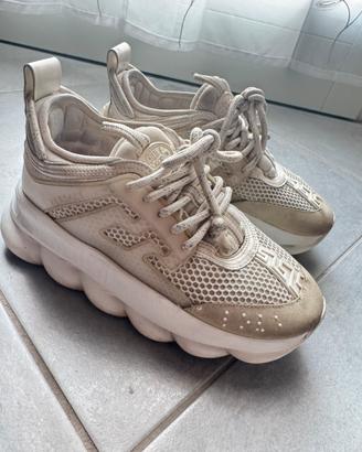 Sneackers versace chain reaction bianche/ panna