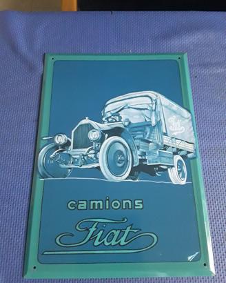 Targa pubblicitaria in latta Camion Fiat 