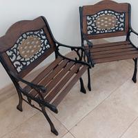 Panchine d'epoca in legno e ghisa 