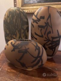 Set 3 vasi vetro artistico stile Murano