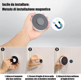 Luce Notturna (2 pezzi), Luce Armadio Lampada LED Ricaricabile USB Con  Sensore