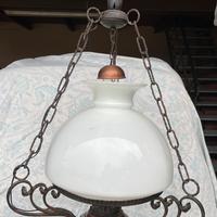 Lampadario rustico in ferro e rame