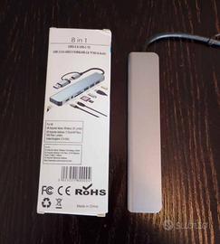 HUB USB -C e USB 8 in 1 in alluminio per PC