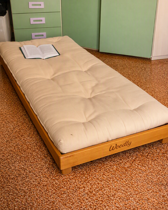 Lettino Montessori Woodly “Puro” + Futon in cotone