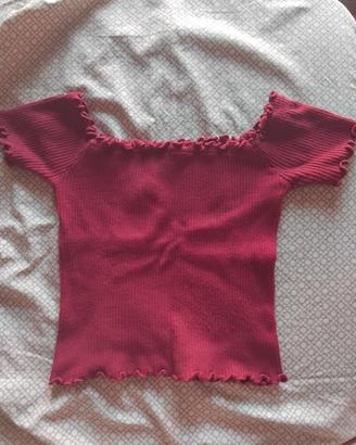 top corto bordeaux in maglia taglia XS