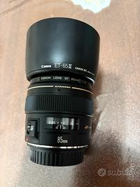 Obiettivo Canon Ef 85 f1.8 usm con paraluce
