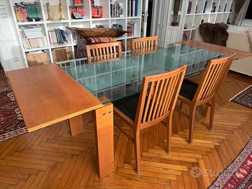 tavolo da pranzo LEGNO e VETRO allungabile