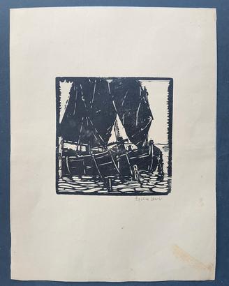 "Barconi a Vela" Xilografia. Trattabile.