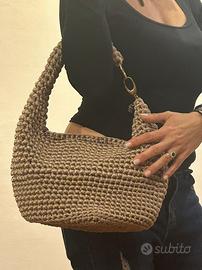 Borsa all’uncinetto crocket color corda