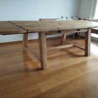 Tavolo legno vecchio recuperato 2 prolunghe 2 cass