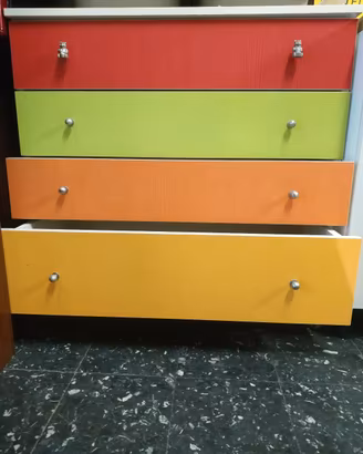cassettiera comò colorata ruote 90x90 COME NUOVA 