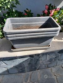 Vasi 3 con sottovasi 48cm lunghezza x 22cm altezza