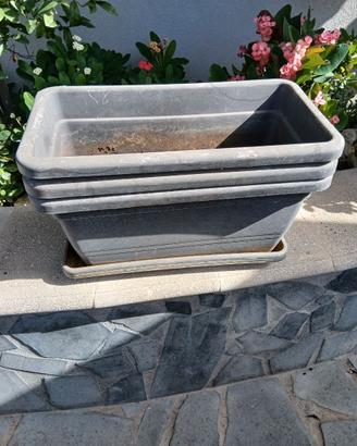Vasi 3 con sottovasi 48cm lunghezza x 22cm altezza